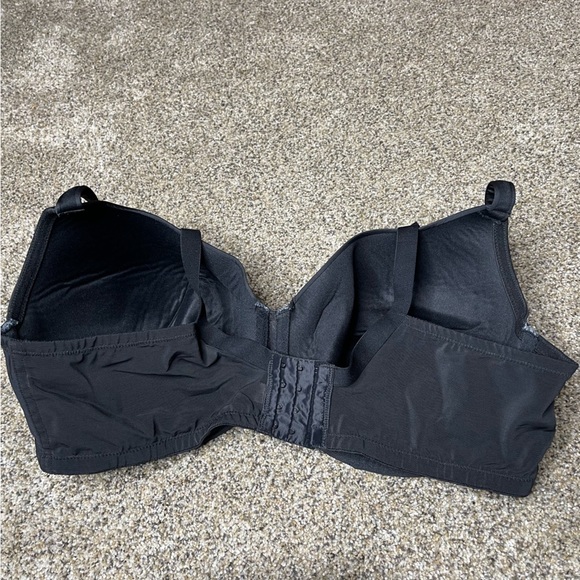 Cacique 44DDD Bra Black Lightly Padded Underwire Back Closure Sheer Back - Picture 2 of 4